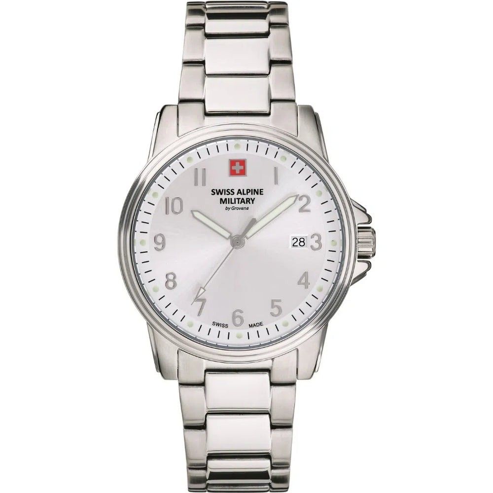 Swiss Alpine Military By Grovana Leader Silver Dial Quartz 7011.1132 100M Men's Watch