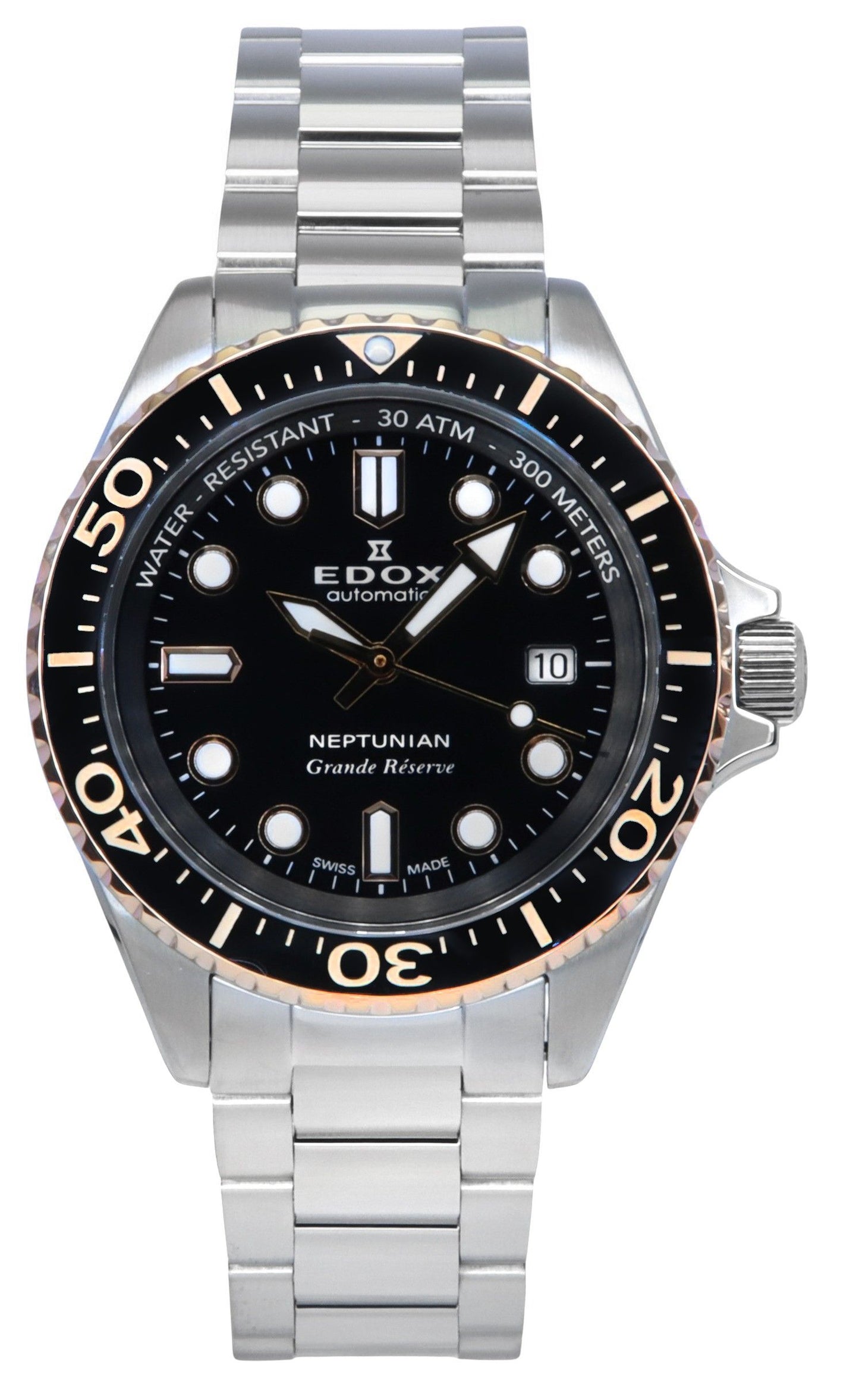 Edox Neptunian Grande Reserve Black Dial Automatic Diver's 80801 3NRM NIR 300M Men's Watch
