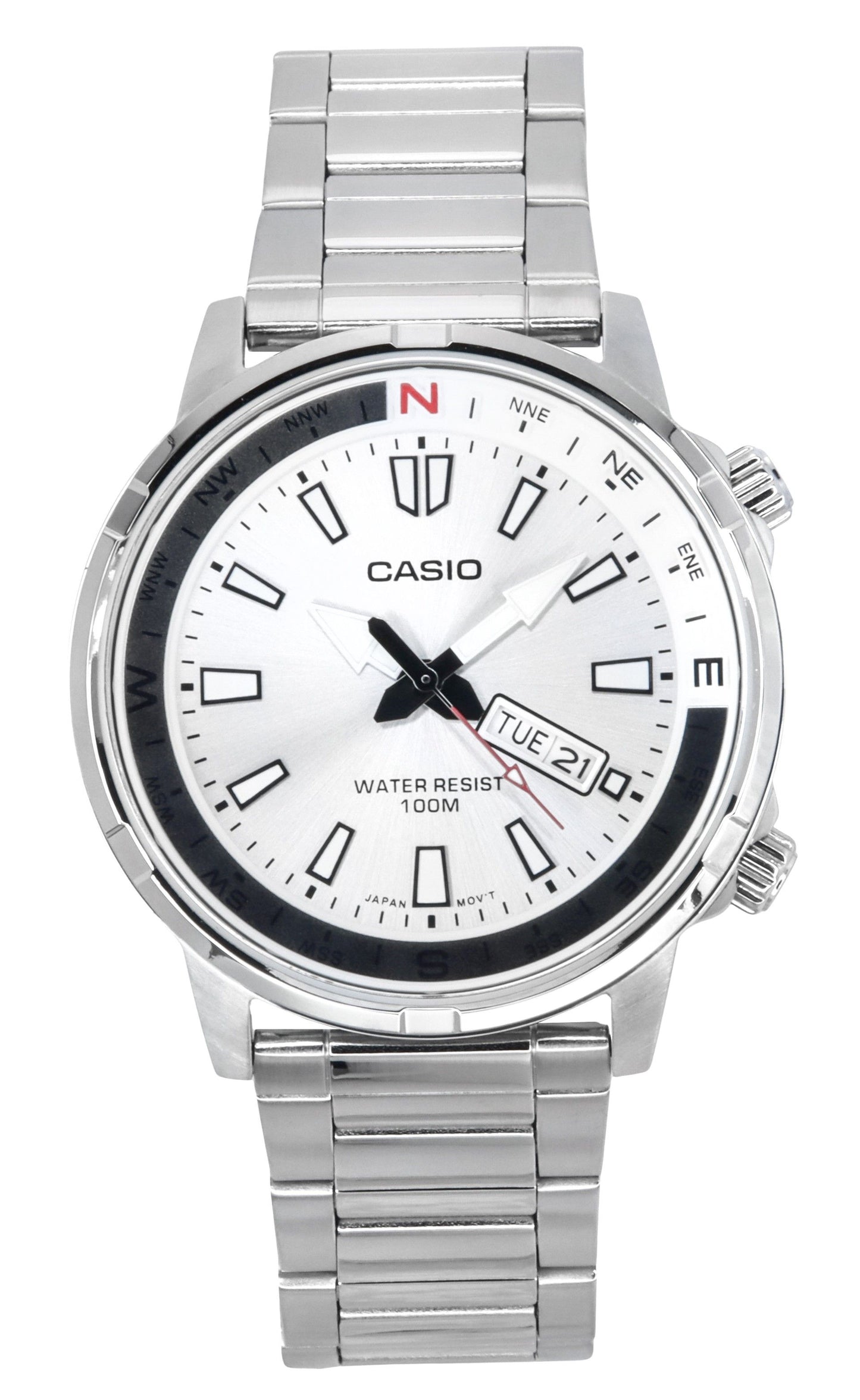 Casio Standard Analog Stainless Steel Silver Dial Quartz MTD-130D-7AV 100M Men's Watch