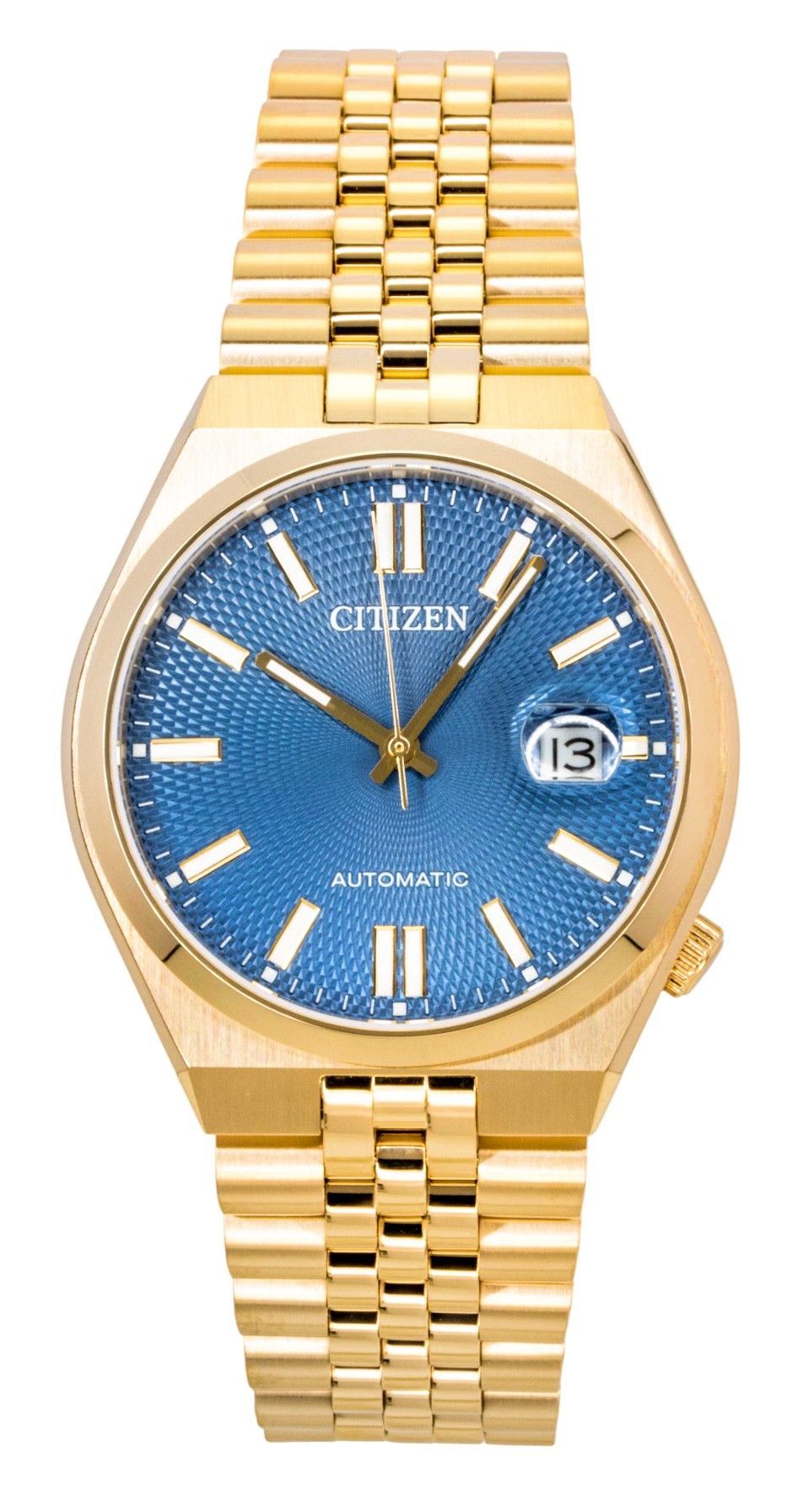 Citizen Tsuyosa 60 Rose Gold Tone Stainless Steel Blue Dial Automatic NK0023-57L 100M Men's Watch