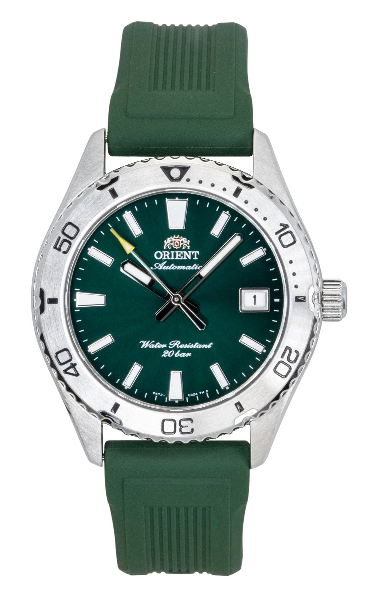 Orient Mako Silicone Strap Green Dial Automatic Diver's RA-AC0Q11E 200M Men's Watch