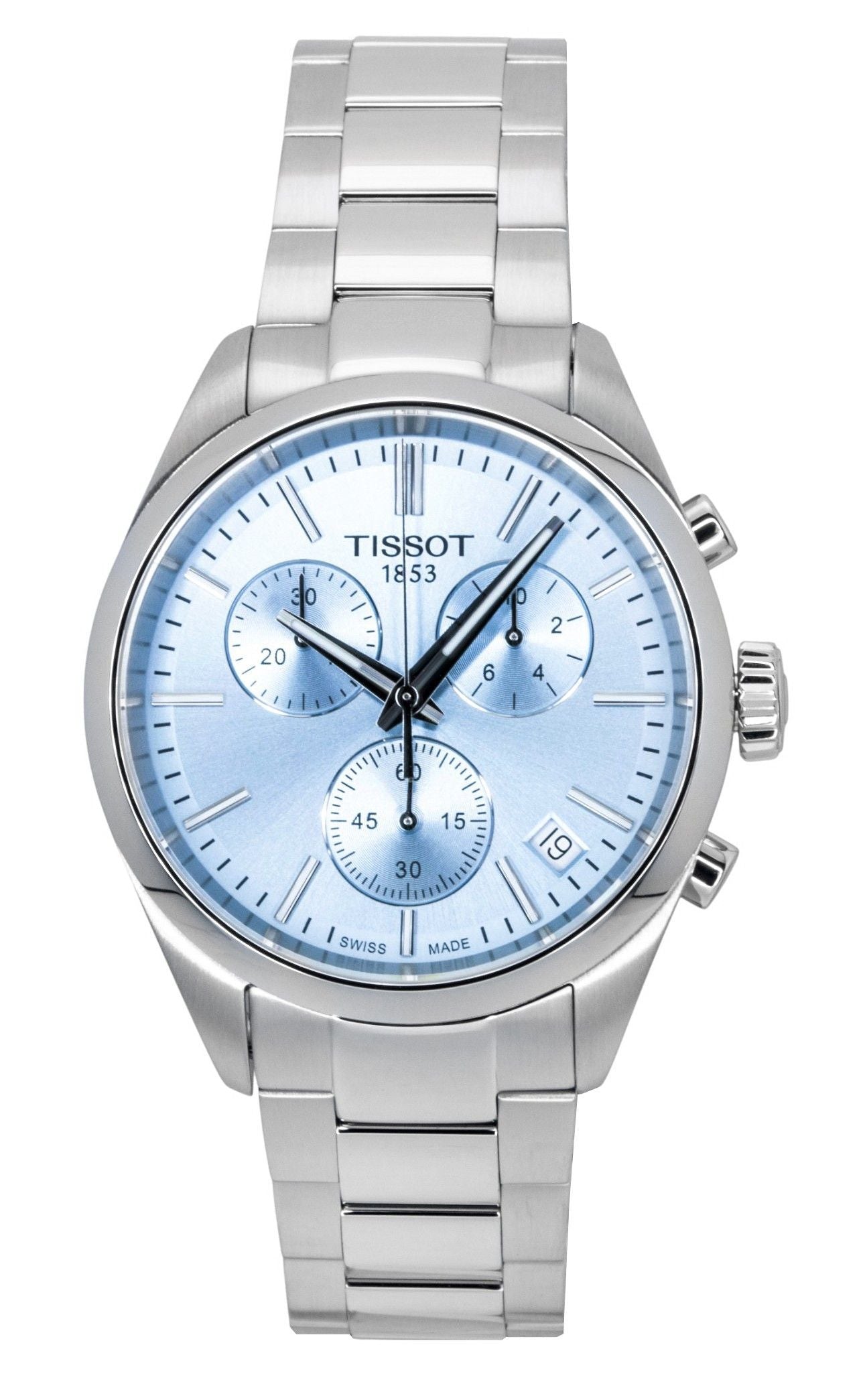 Tissot PR 100 Chronograph Stainless Steel Ice Blue Dial Quartz T150.417.11.351.00 100M Men's Watch