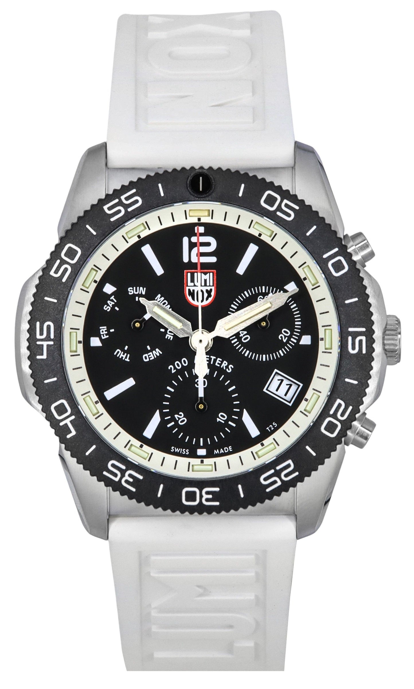 Luminox Pacific Diver Chronograph White Rubber Strap Black Dial Swiss Quartz Diver's XS.3141 200M Men's Watch