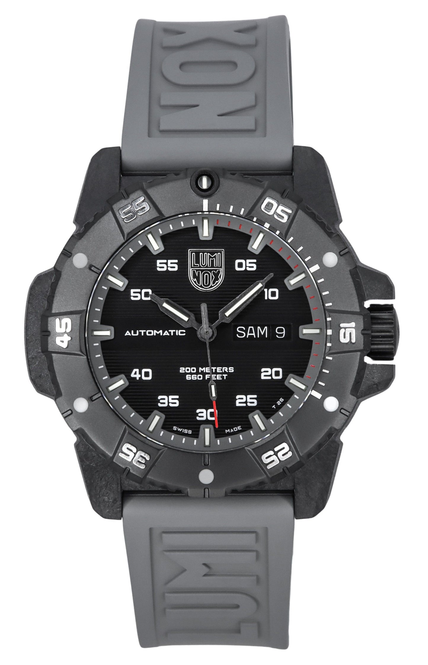 Luminox Master Carbon SEAL Grey Rubber Strap Black Dial Swiss Automatic Diver's XS.3862 200M Men's Watch