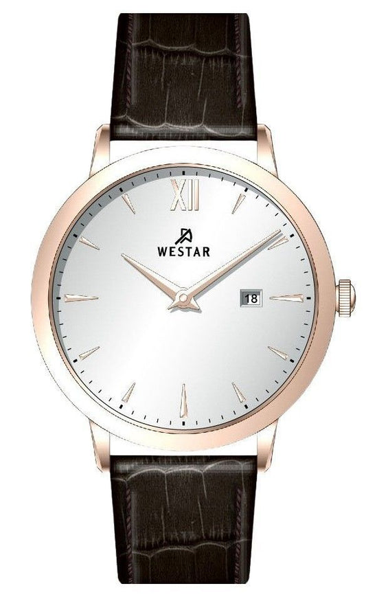 Westar Profile Leather Strap Silver Dial Quartz 50214PPN627 Men's Watch