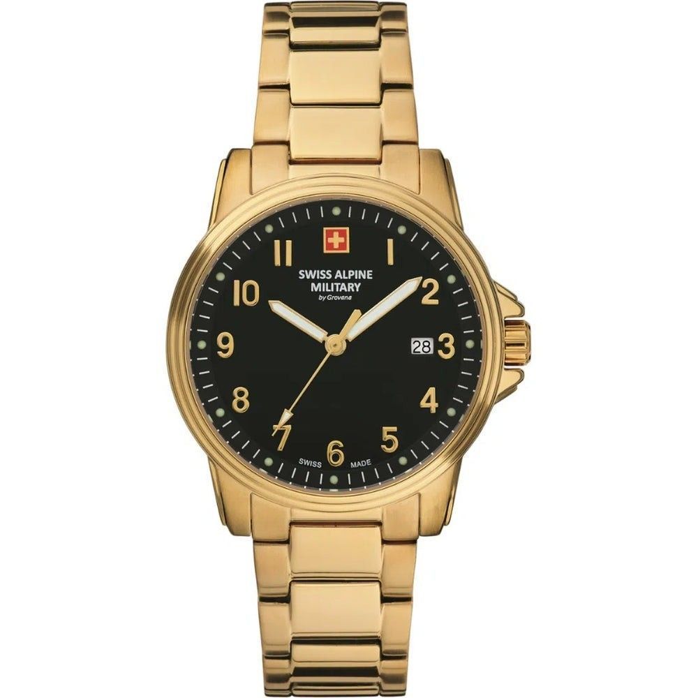 Swiss Alpine Military By Grovana Leader Black Dial Quartz 7011.1117 100M Men's Watch