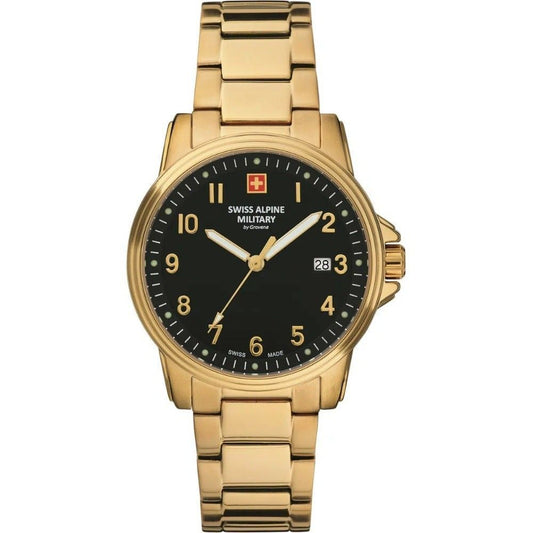 Swiss Alpine Military By Grovana Leader Black Dial Quartz 7011.1117 100M Men's Watch