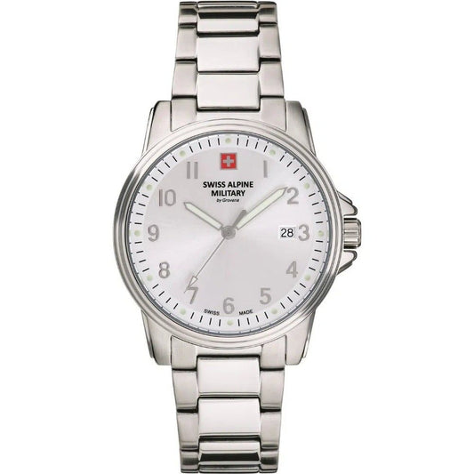 Swiss Alpine Military By Grovana Leader Silver Dial Quartz 7011.1132 100M Men's Watch