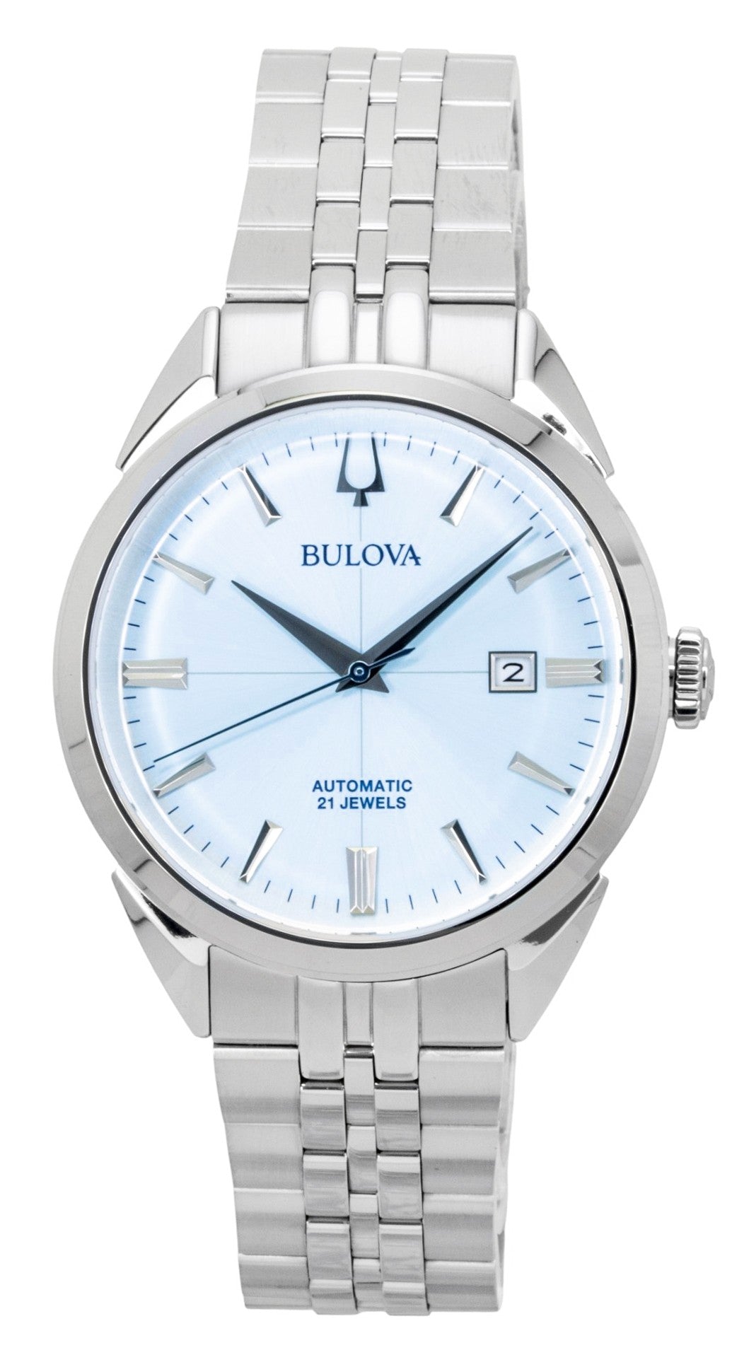 Bulova Sutton Stainless Steel Ice Blue Dial Automatic 96B423 Men's Watch