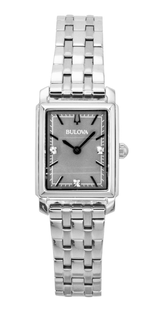 Bulova Sutton Diamond Accents Stainless Steel Grey Mother of Pearl Dial Quartz 96P252 Women's Watch