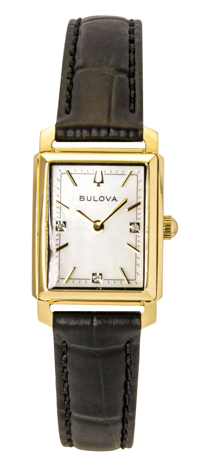 Bulova Sutton Leather Strap Diamond Mother of Pearl Dial Quartz 97P166 Women's Watch