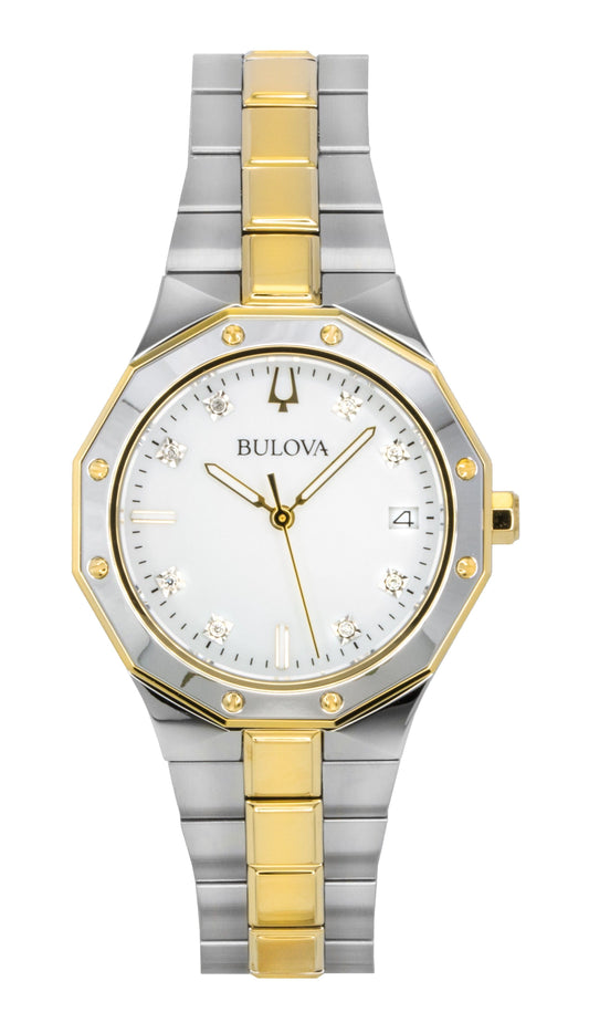 Bulova Prestige Stainless Steel Mother Of Pearl Dial Quartz 98P234 100M Women's Watch