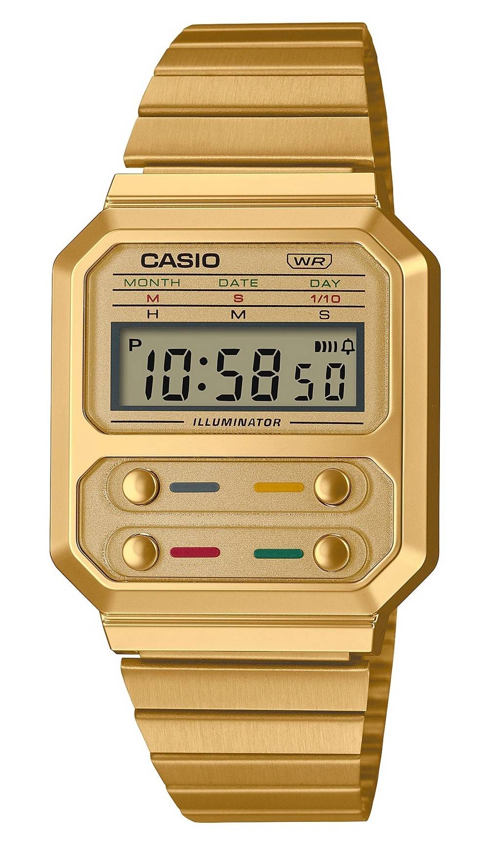 Casio Youth Vintage Stainless Steel Digital A100WEG-9A A100WEG-9 Women's Watch