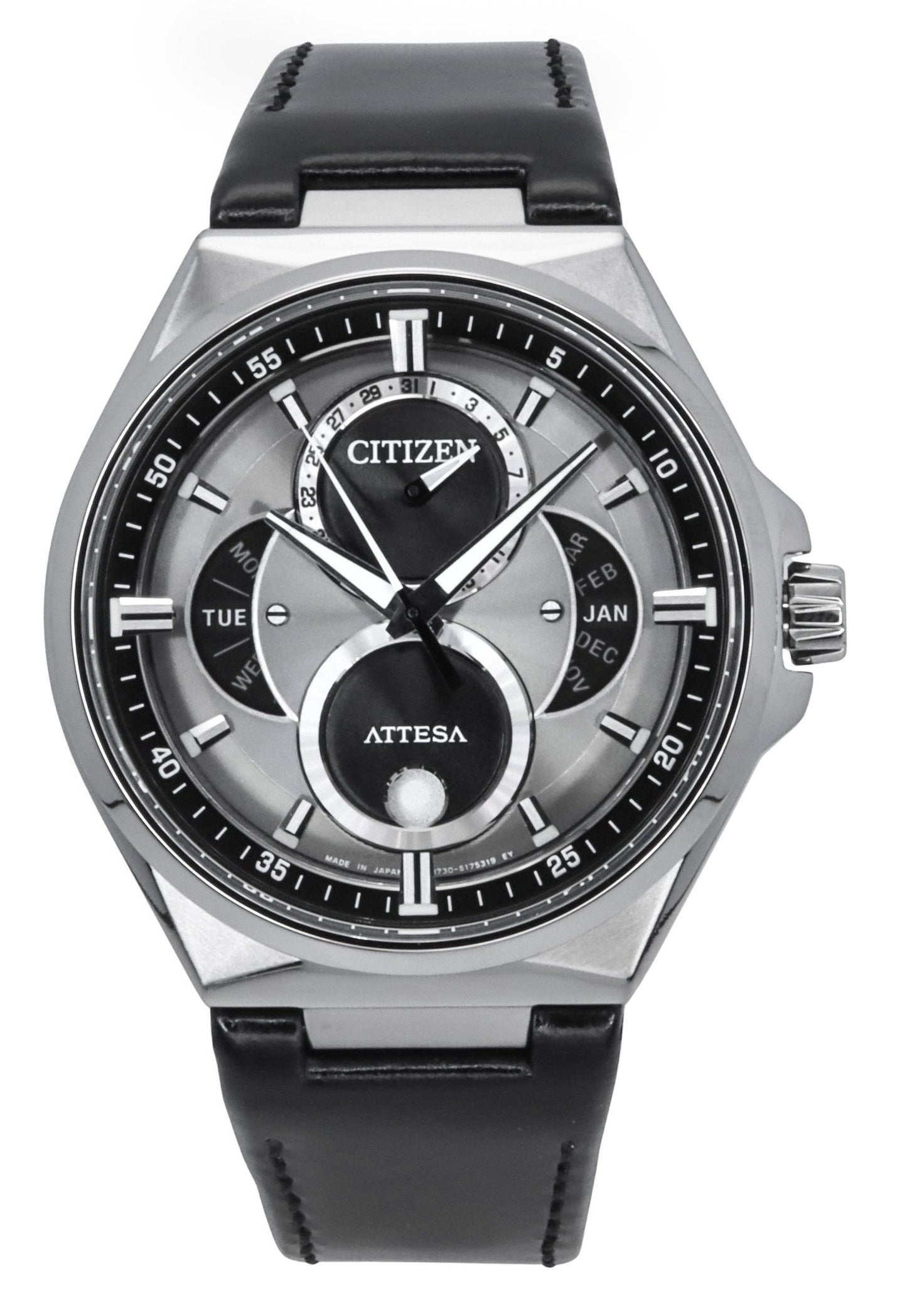 Citizen Attesa Moon Phase Super Titanium Grey Dial Eco-Drive BU0060-09H 100M Men's Watch