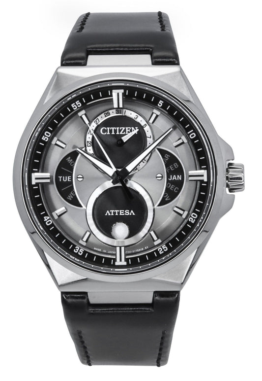 Citizen Attesa Moon Phase Super Titanium Grey Dial Eco-Drive BU0060-09H 100M Men's Watch