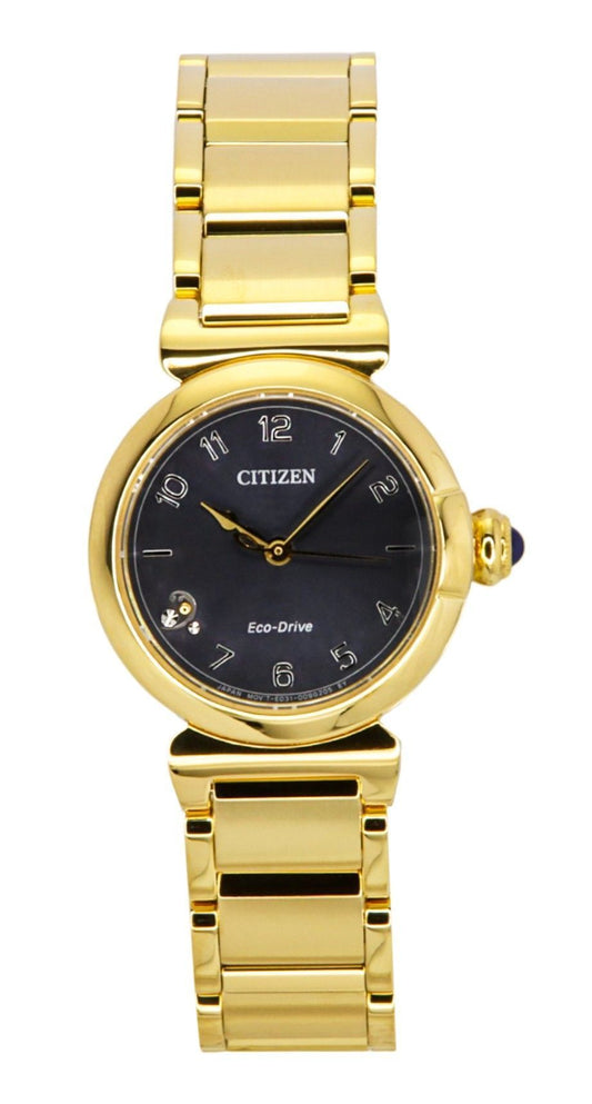 Citizen L Mae Bells Mini Gold Tone Stainless Steel Grey Dial Eco-Drive EM1132-88H Women's Watch