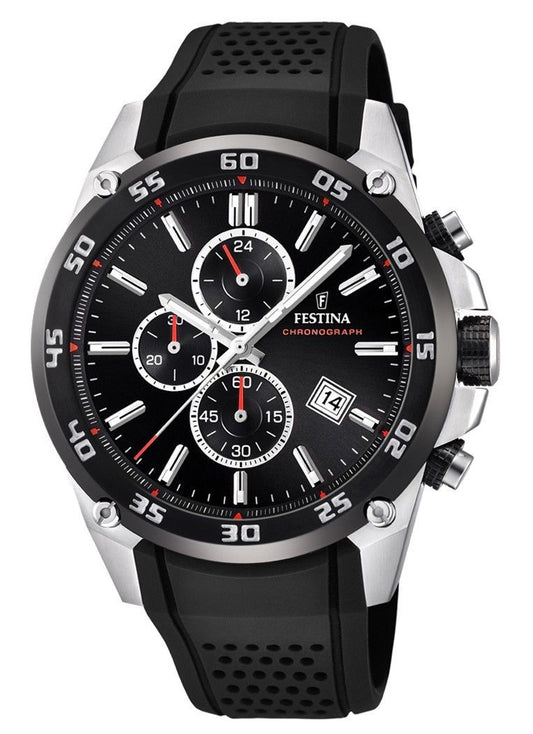 Festina The Originals Chronograph Rubber Strap Black Dial Quartz F20330-5 100M Men's Watch