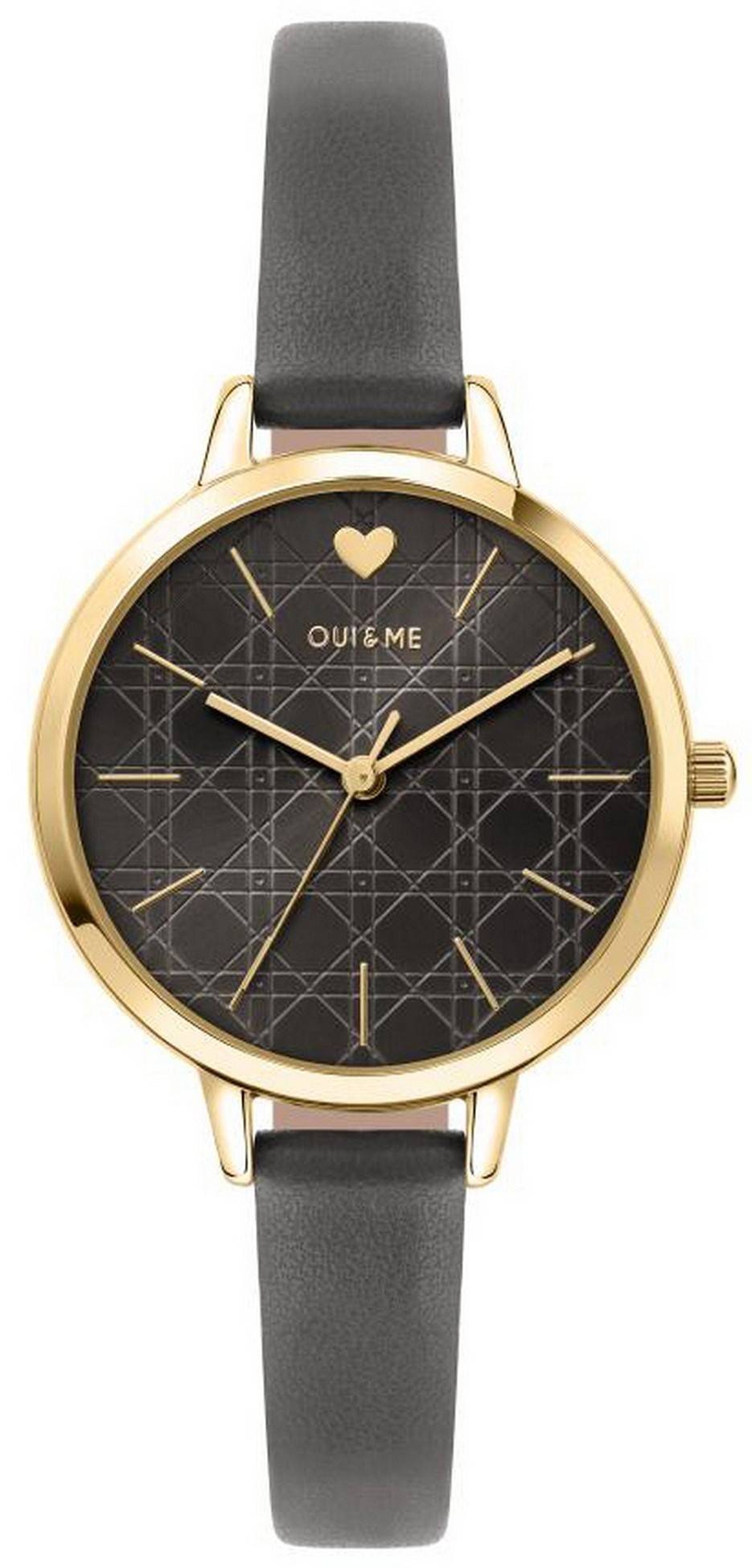 Oui & Me Petite Amourette Dark Grey Dial Leather Strap Quartz ME010150 Women's Watch