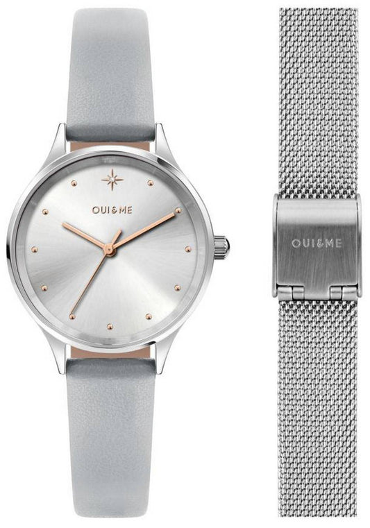Oui & Me Bichette Silver Dial Leather Strap Quartz ME010168 Women's Watch
