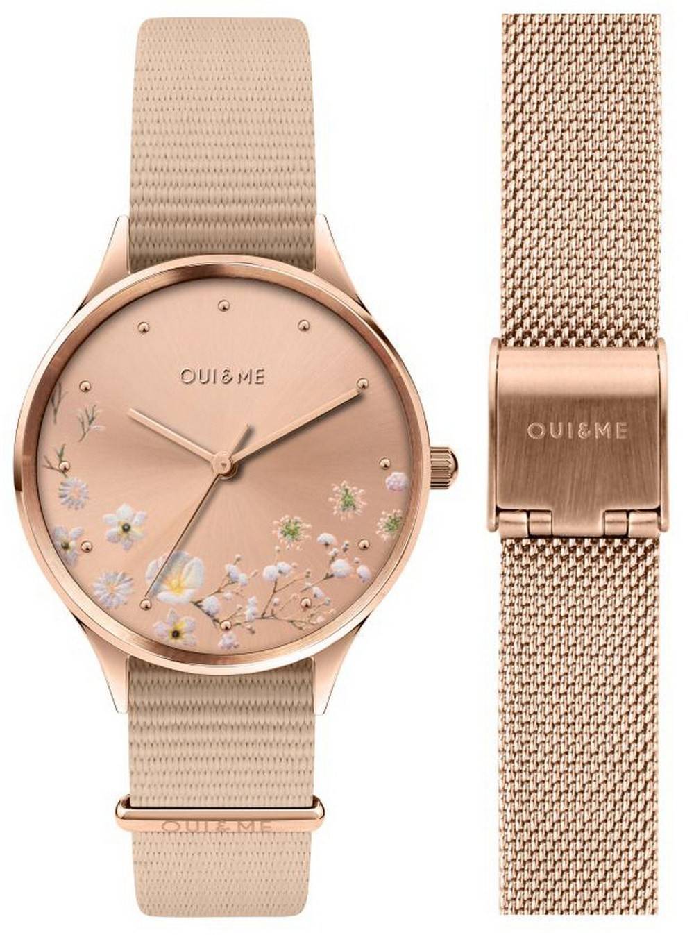 Oui & Me Petite Bichette Rose Gold Sunray Dial Nylon Strap Quartz ME010174 Women's Watch
