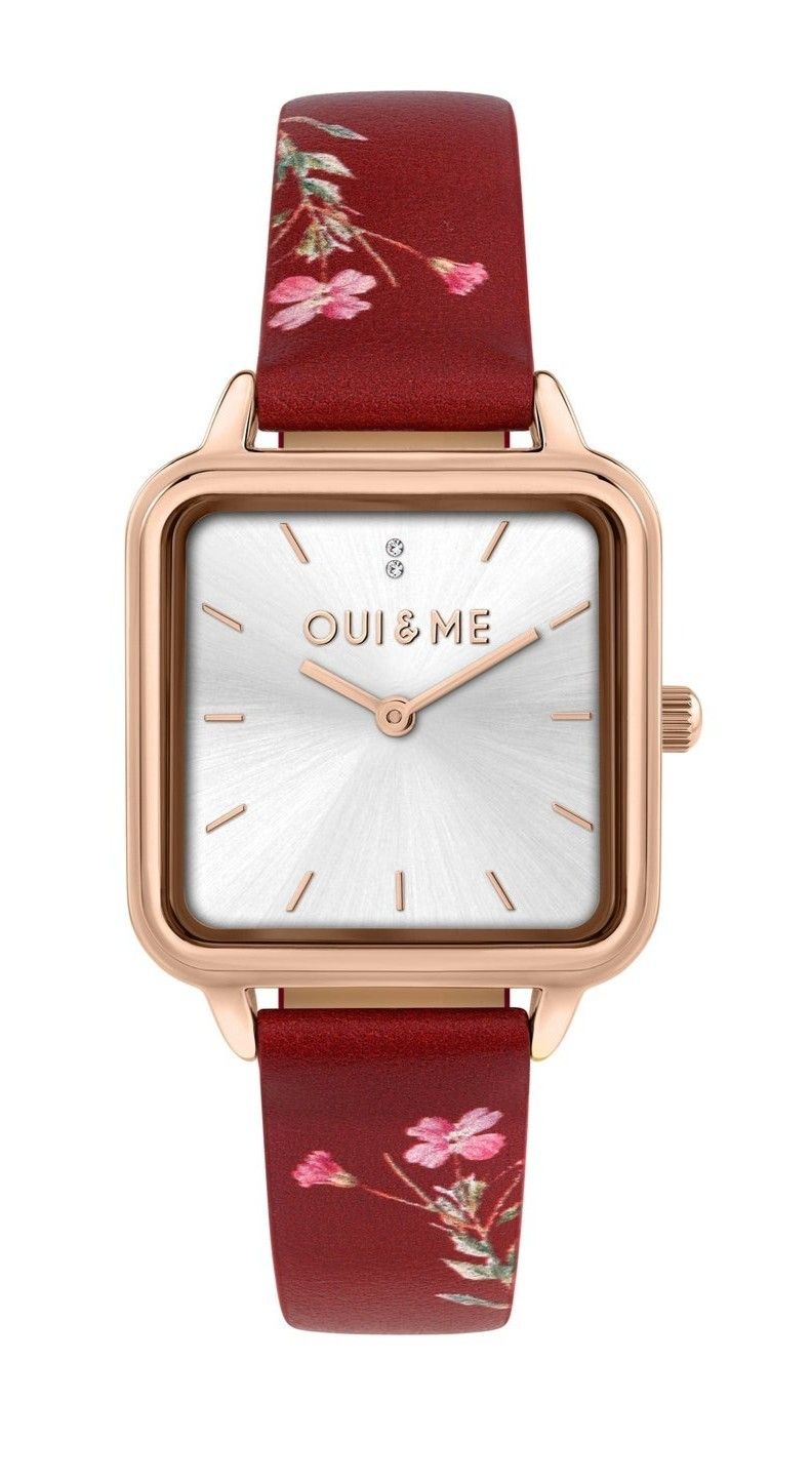 Oui & Me Harmonie Red Recycled Leather Strap Silver Dial Quartz ME010384 Women's Watch