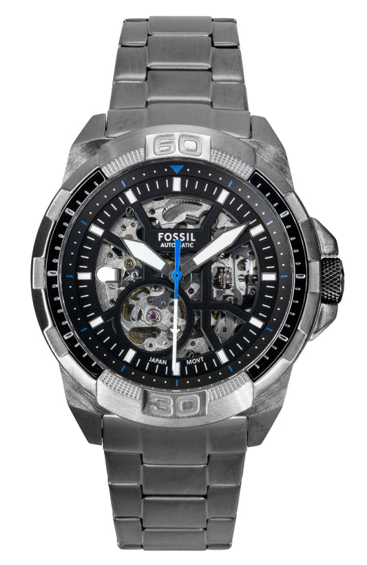 Fossil Bronson Stainless Steel Black Skeleton Dial Automatic ME3218 Men's Watch