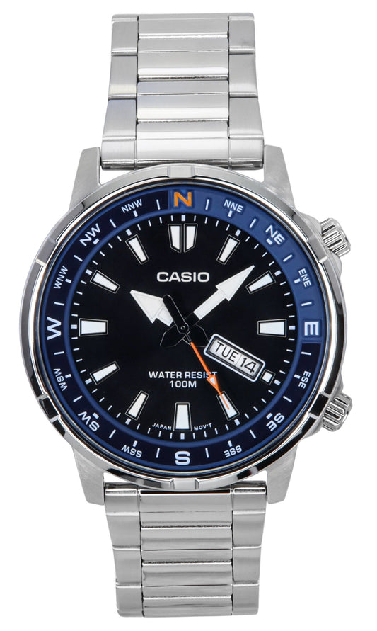 Casio Standard Analog Stainless Steel Black Dial Quartz MTD-130D-1A2V 100M Men's Watch