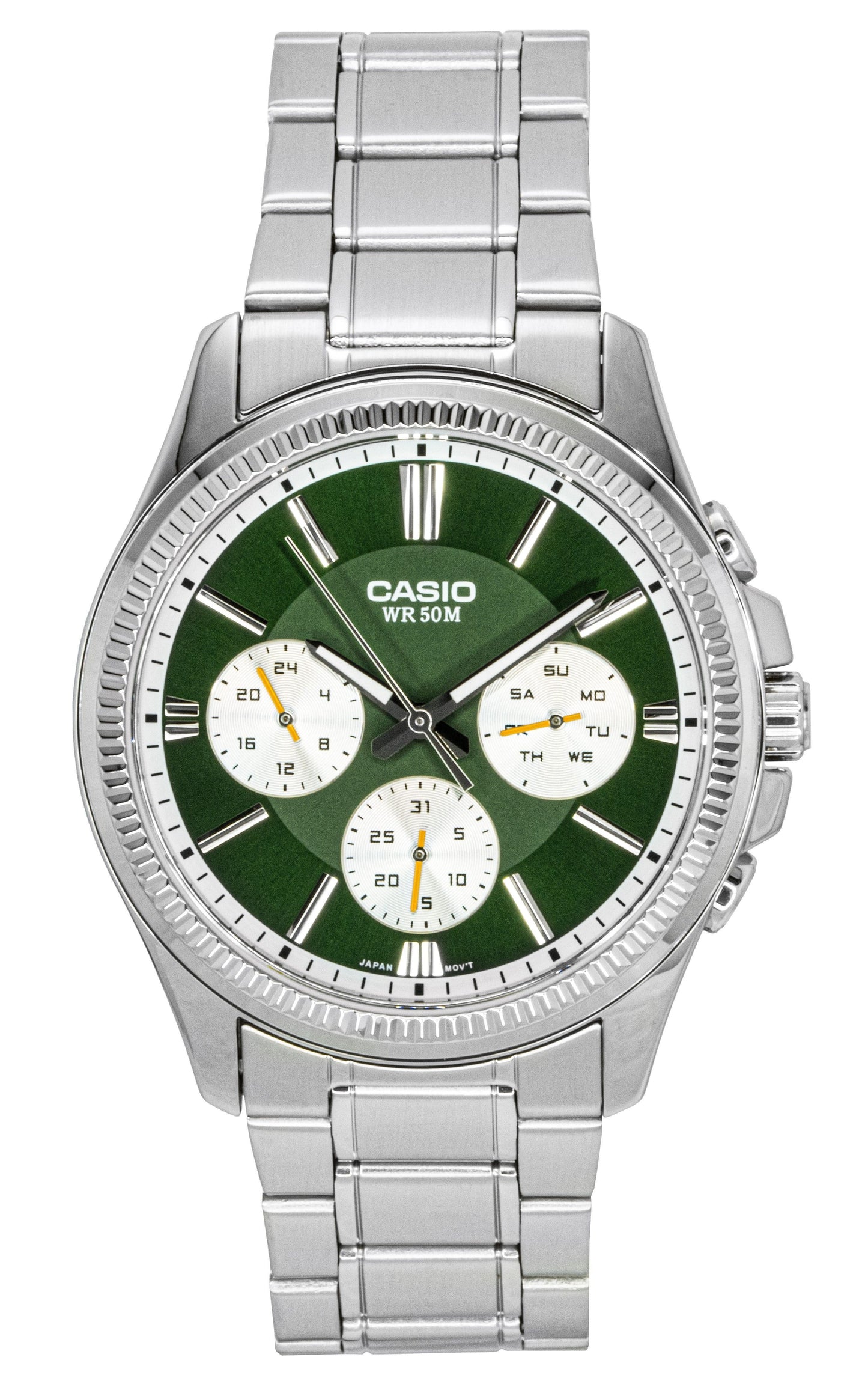 Casio Enticer Analog Stainless Steel Green Dial Quartz MTP-1375D-3 Men's Watch