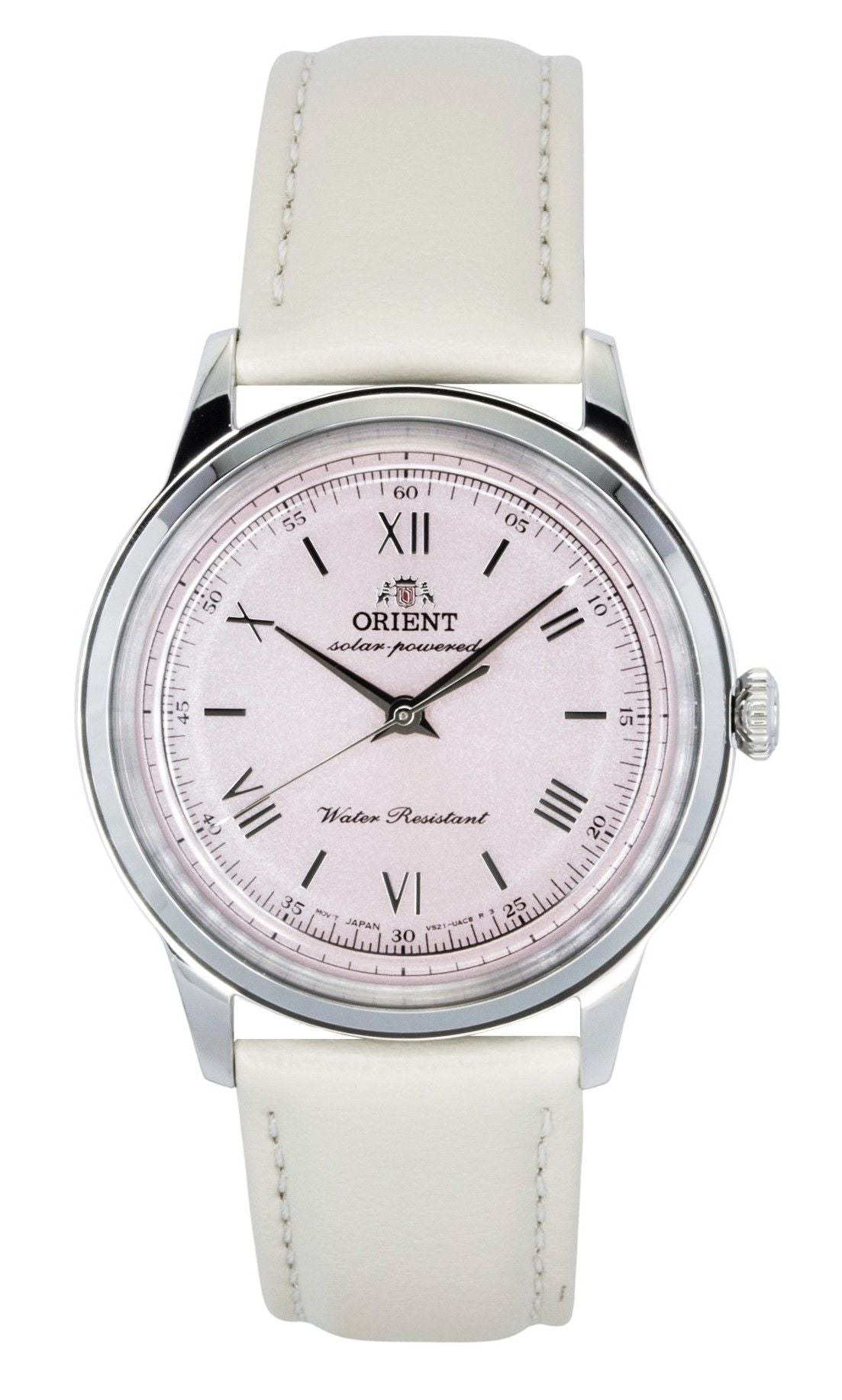 Orient Bambino Leather Strap Pink Dial Solar RA-WK0005P Men's Watch