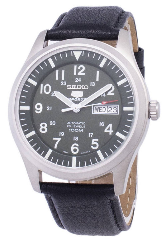 Seiko 5 Sports Automatic Black Leather SNZG09K1-var-LS10 100M Men's Watch