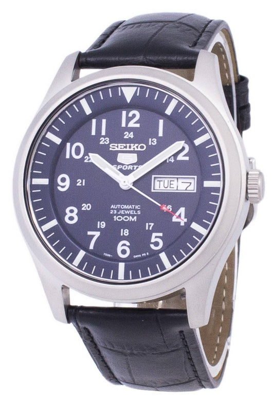 Seiko 5 Sports Automatic Black Leather SNZG11K1-var-LS6 100M Men's Watch