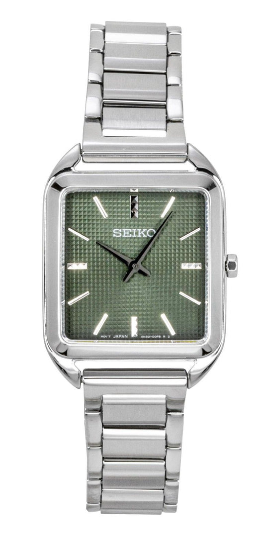 Seiko Essentials Stainless Steel Green Dial Quartz SWR075P1 Women's Watch