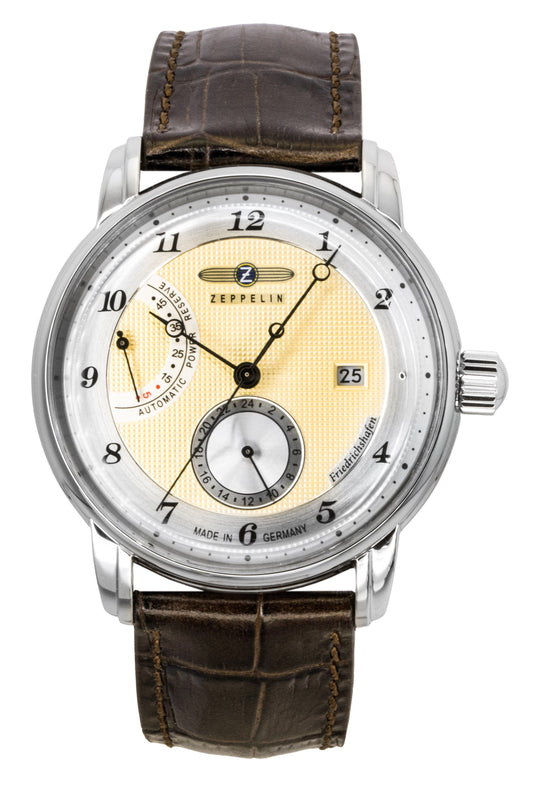 Zeppelin Friedrichshafen Brown Leather Strap Gold Dial Automatic 85905 Men's Watch